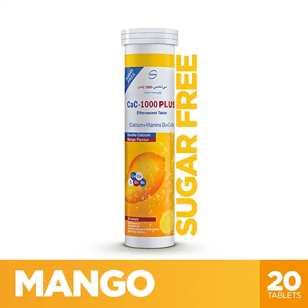 Cac 1000 Plus Mango Flavour Effervescent Tablets 20s (sugar Free)